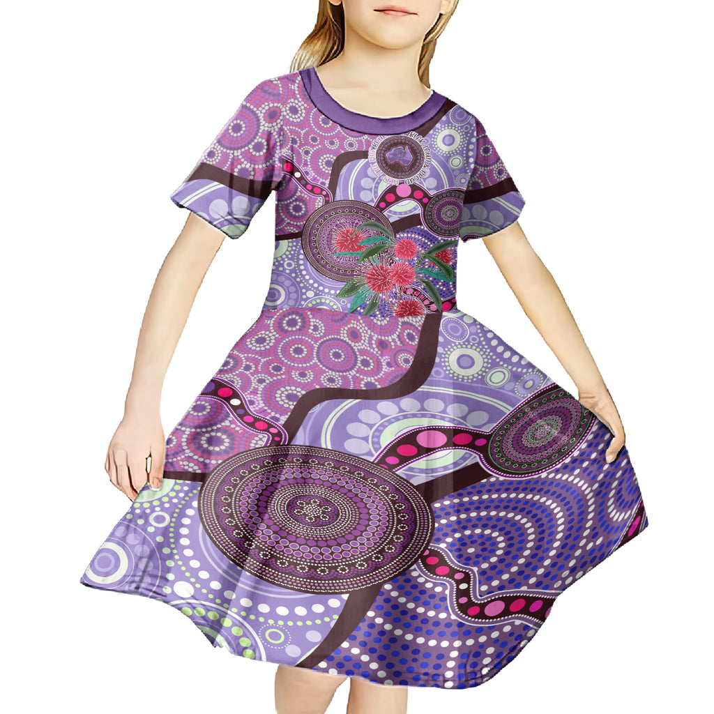 Personalised Australia NAIDOC 2024 Kid Short Sleeve Dress Keep the Fire Burning Hakea Flowers