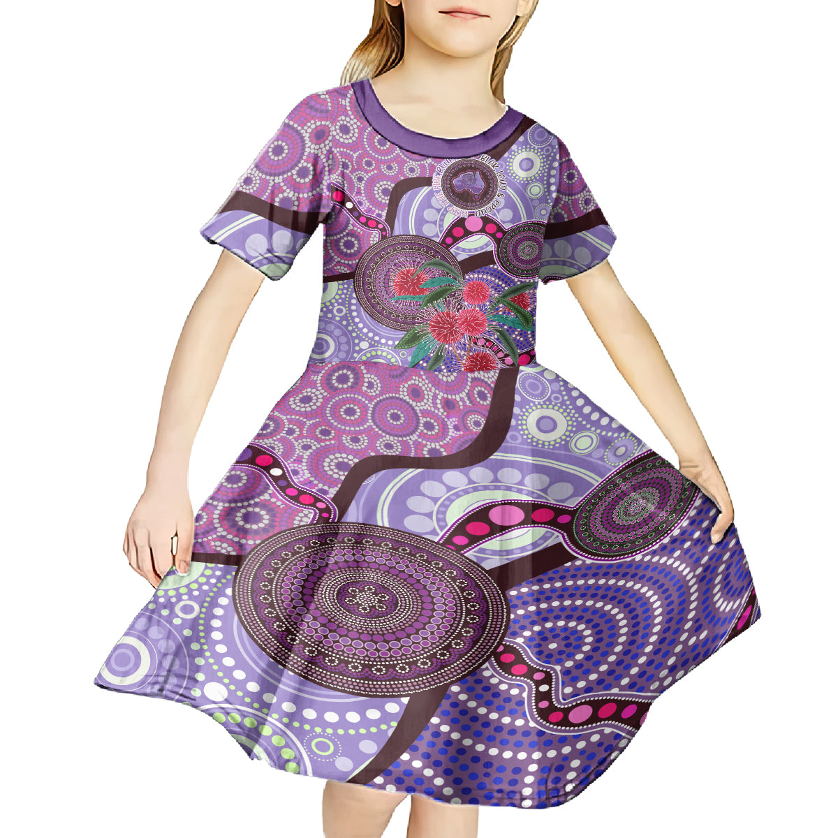 Personalised Australia NAIDOC 2024 Kid Short Sleeve Dress Keep the Fire Burning Hakea Flowers