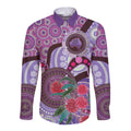 Personalised Australia NAIDOC 2024 Long Sleeve Button Shirt Keep the Fire Burning Hakea Flowers