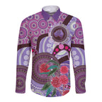 Personalised Australia NAIDOC 2024 Long Sleeve Button Shirt Keep the Fire Burning Hakea Flowers