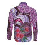 Personalised Australia NAIDOC 2024 Long Sleeve Button Shirt Keep the Fire Burning Hakea Flowers