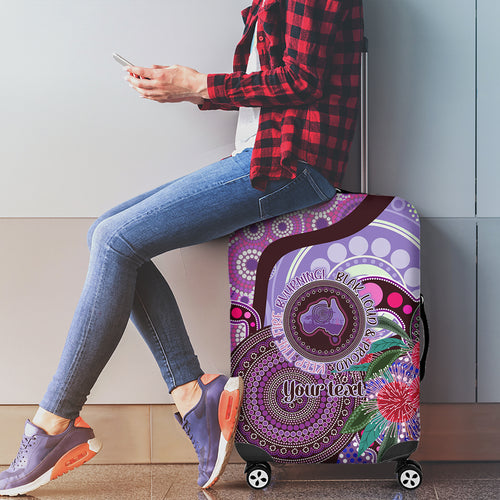 Personalised Australia NAIDOC 2024 Luggage Cover Keep the Fire Burning Hakea Flowers