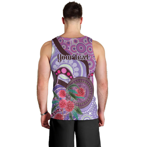 Personalised Australia NAIDOC 2024 Men Tank Top Keep the Fire Burning Hakea Flowers