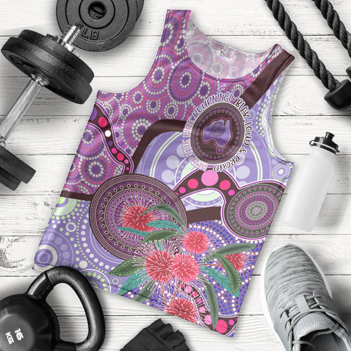 Personalised Australia NAIDOC 2024 Men Tank Top Keep the Fire Burning Hakea Flowers