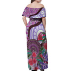 Personalised Australia NAIDOC 2024 Off Shoulder Maxi Dress Keep the Fire Burning Hakea Flowers
