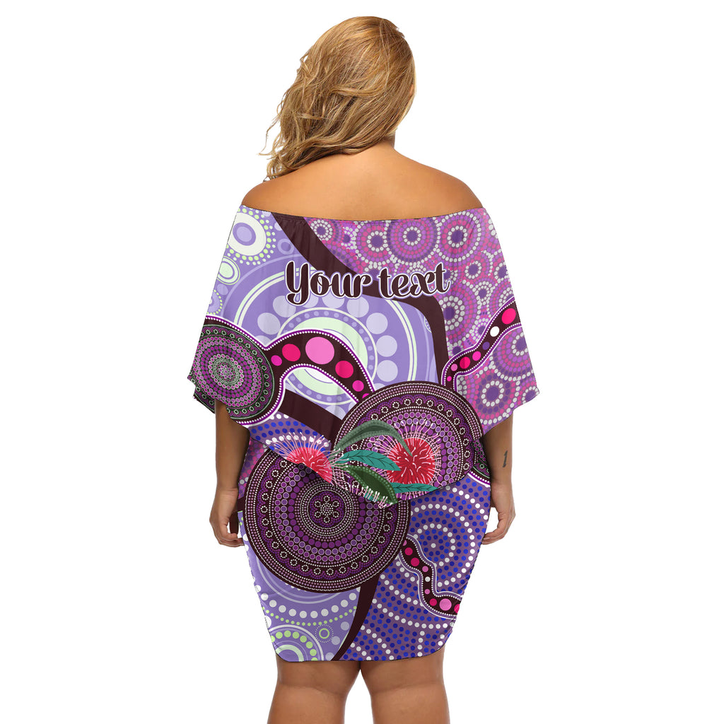 Personalised Australia NAIDOC 2024 Off Shoulder Short Dress Keep the Fire Burning Hakea Flowers