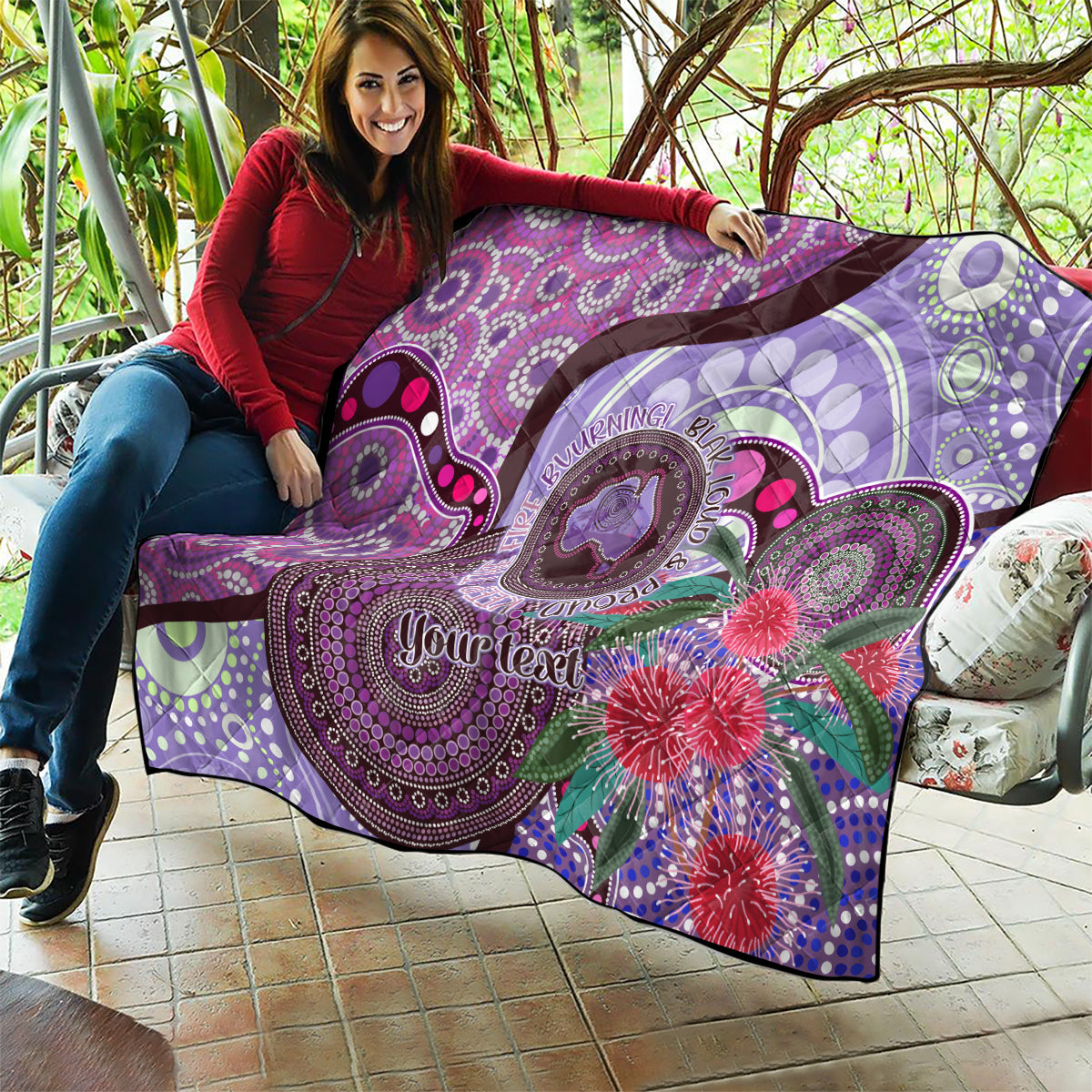 Personalised Australia NAIDOC 2024 Quilt Keep the Fire Burning Hakea Flowers