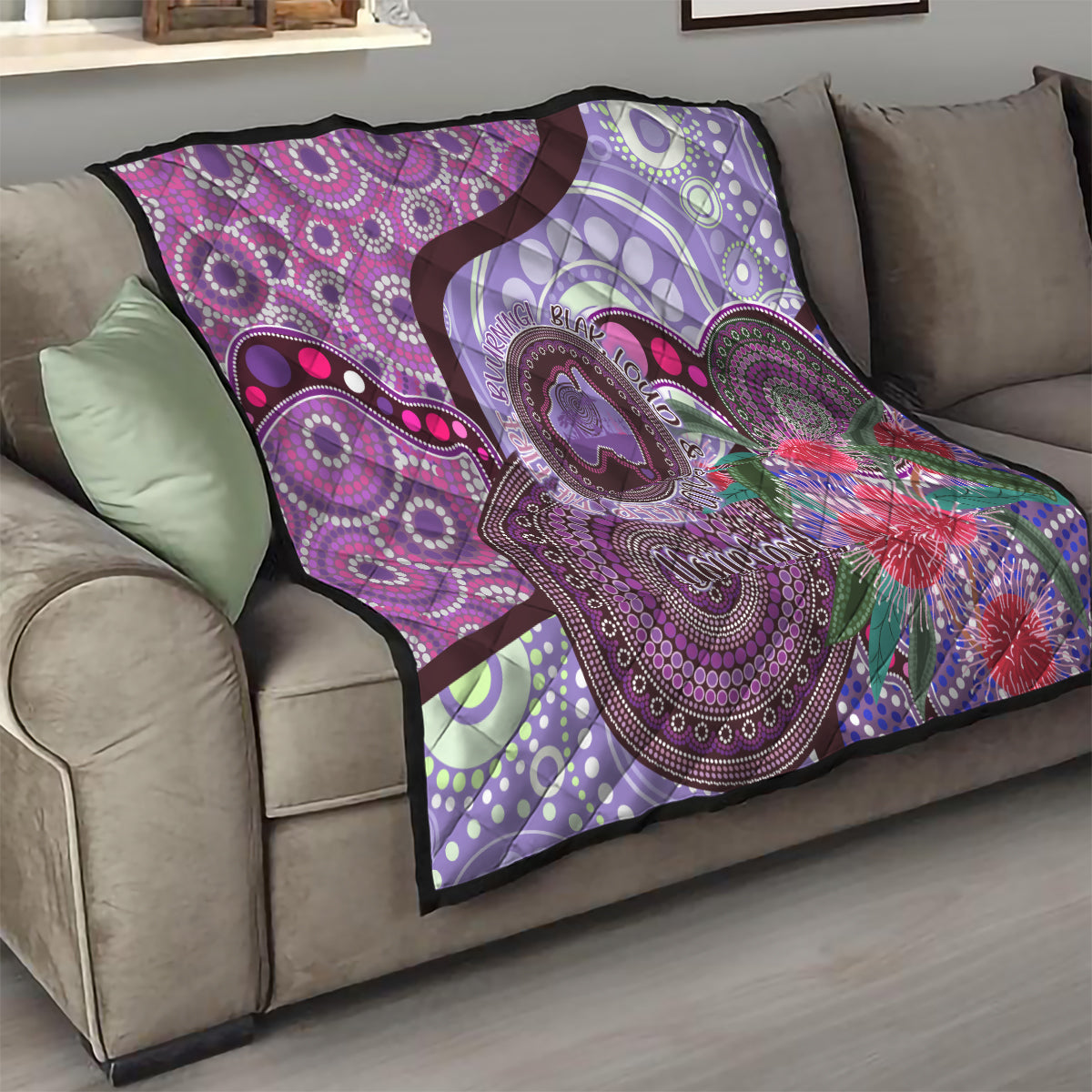 Personalised Australia NAIDOC 2024 Quilt Keep the Fire Burning Hakea Flowers