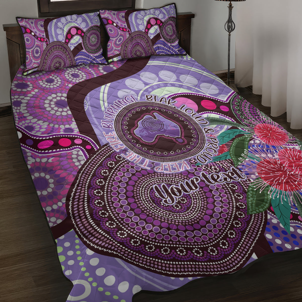 Personalised Australia NAIDOC 2024 Quilt Bed Set Keep the Fire Burning Hakea Flowers