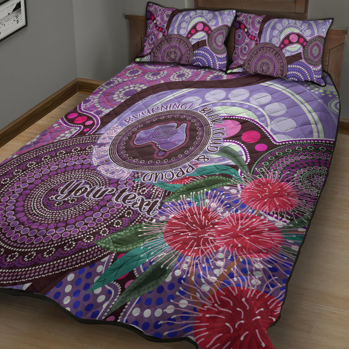 Personalised Australia NAIDOC 2024 Quilt Bed Set Keep the Fire Burning Hakea Flowers