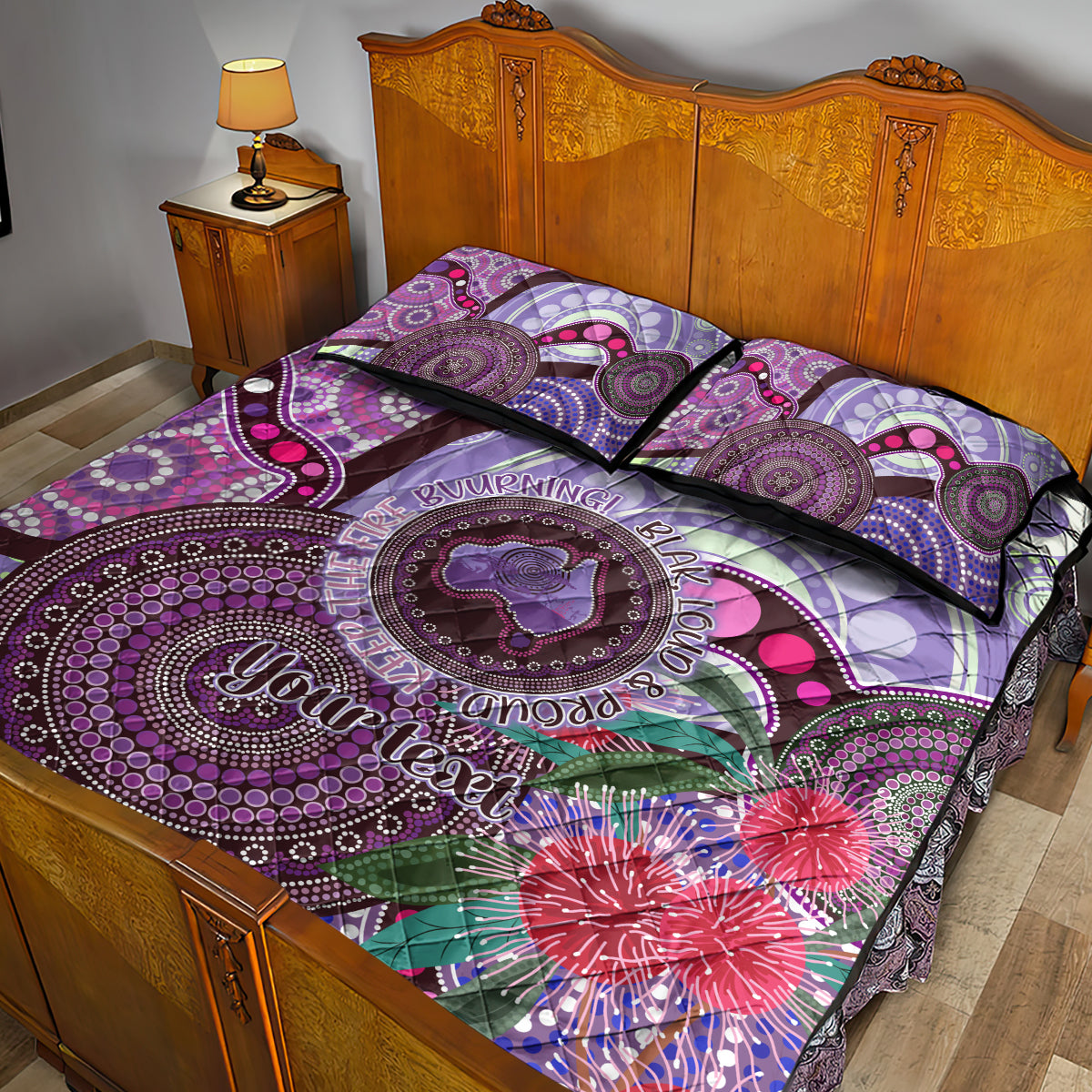Personalised Australia NAIDOC 2024 Quilt Bed Set Keep the Fire Burning Hakea Flowers