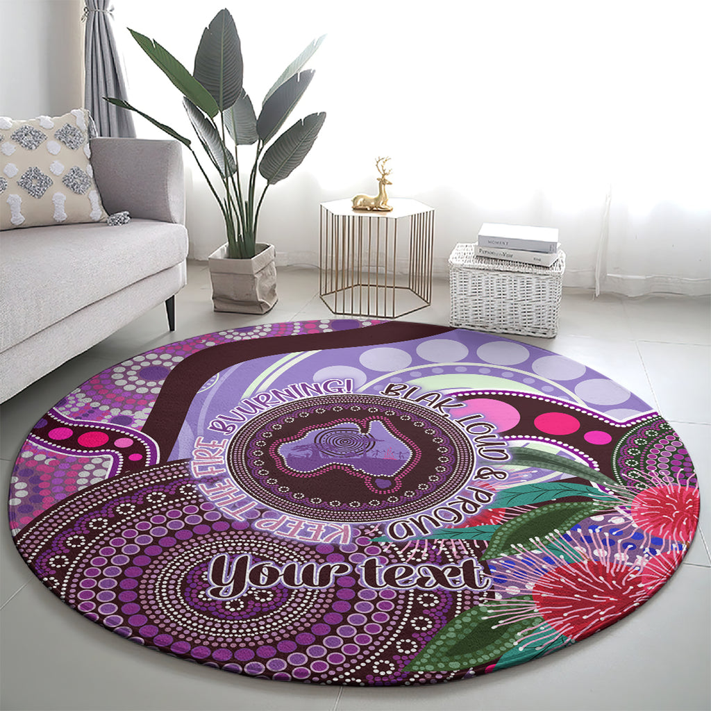 Personalised Australia NAIDOC 2024 Round Carpet Keep the Fire Burning Hakea Flowers