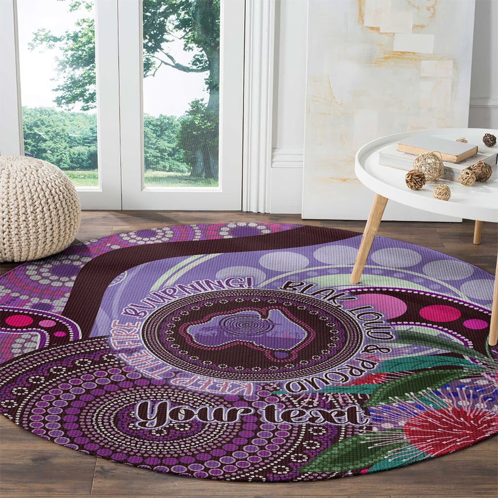 Personalised Australia NAIDOC 2024 Round Carpet Keep the Fire Burning Hakea Flowers