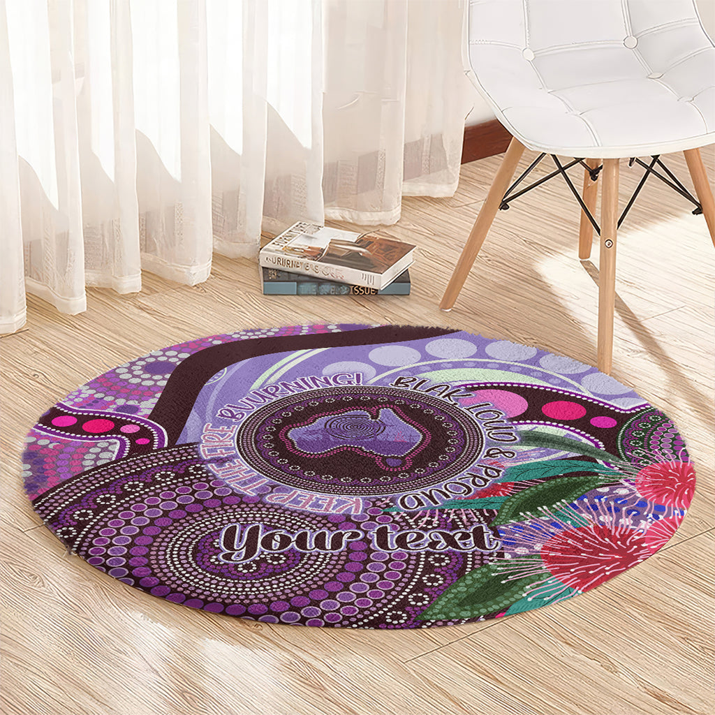 Personalised Australia NAIDOC 2024 Round Carpet Keep the Fire Burning Hakea Flowers