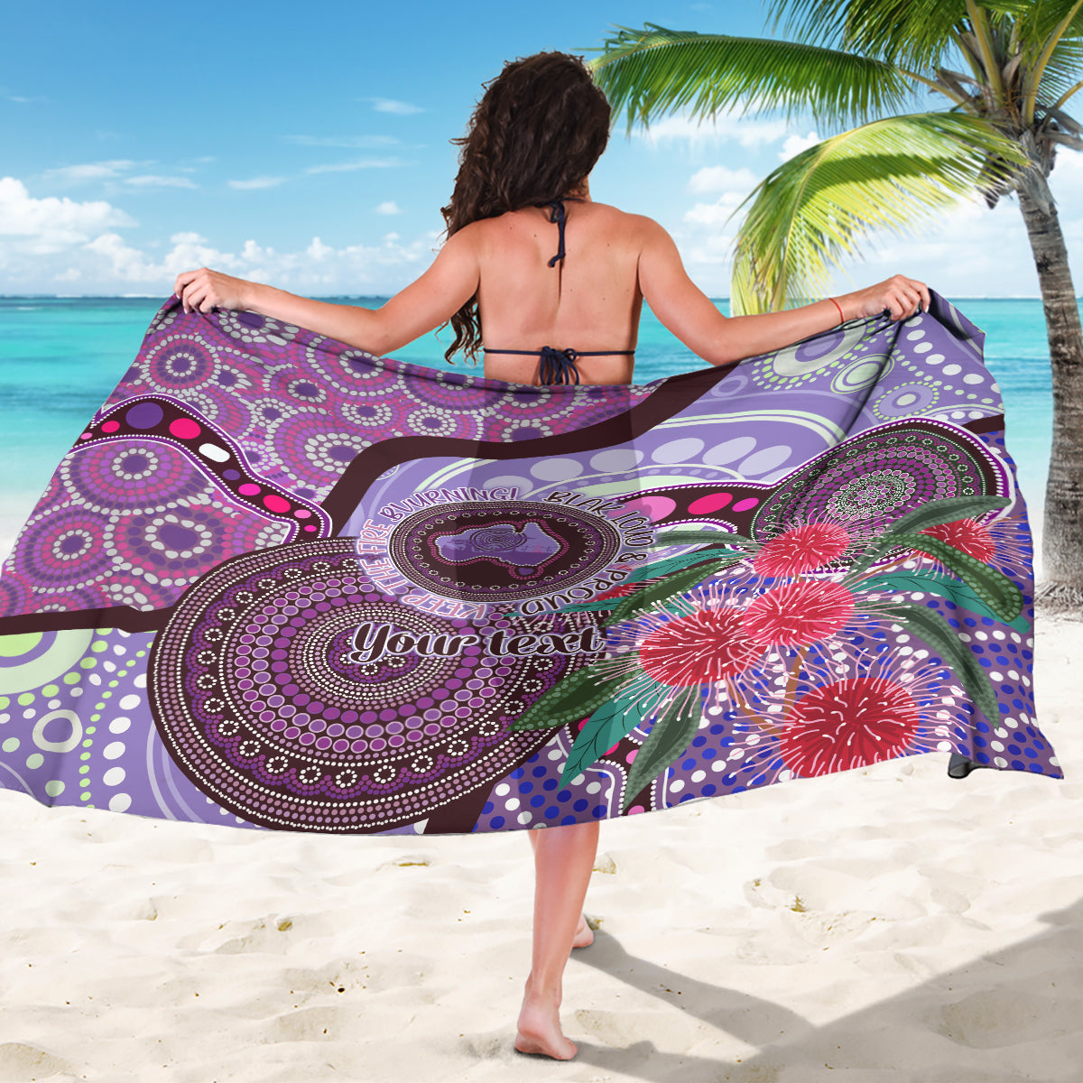 Personalised Australia NAIDOC 2024 Sarong Keep the Fire Burning Hakea Flowers