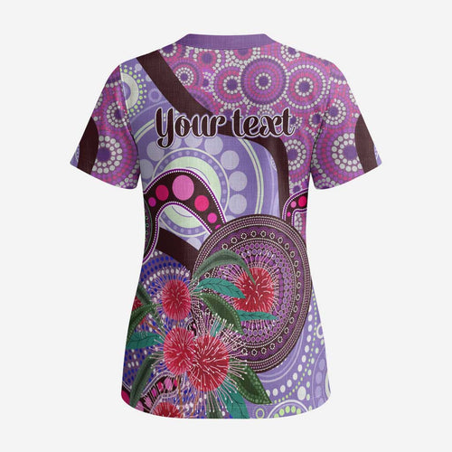 Personalised Australia NAIDOC 2024 Scrub Top Keep the Fire Burning Hakea Flowers - Aussie Hoodie