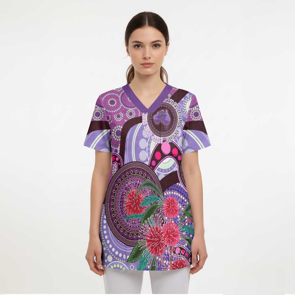 Personalised Australia NAIDOC 2024 Scrub Top Keep the Fire Burning Hakea Flowers - Aussie Hoodie