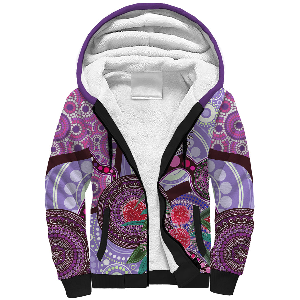 Personalised Australia NAIDOC 2024 Sherpa Hoodie Keep the Fire Burning Hakea Flowers