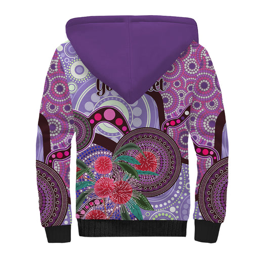Personalised Australia NAIDOC 2024 Sherpa Hoodie Keep the Fire Burning Hakea Flowers