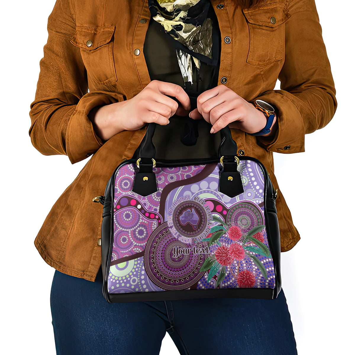 Personalised Australia NAIDOC 2024 Shoulder Handbag Keep the Fire Burning Hakea Flowers