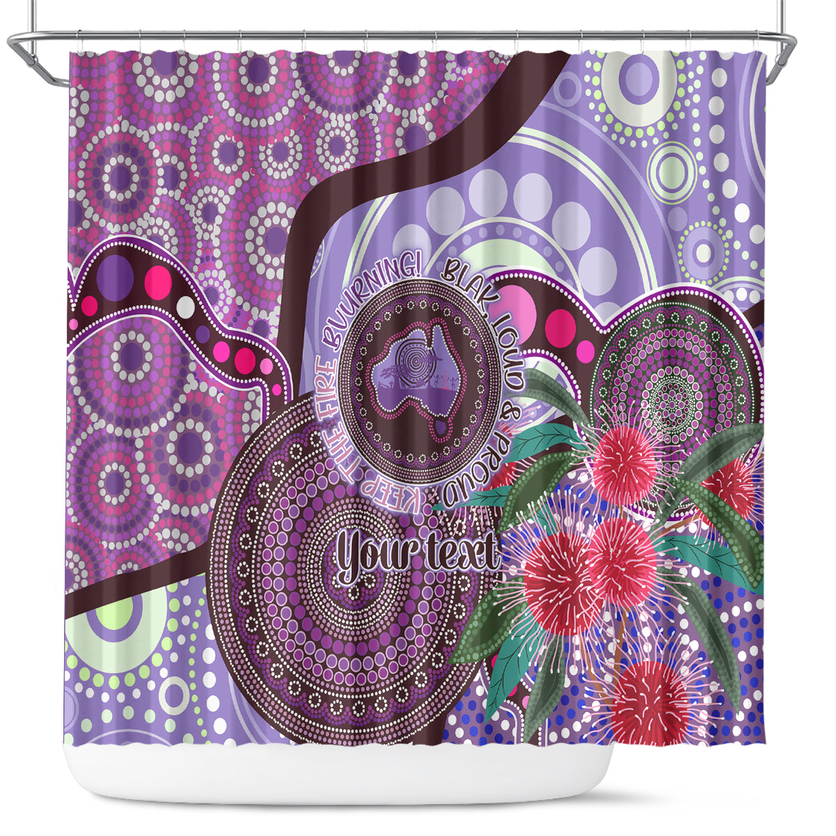 Personalised Australia NAIDOC 2024 Shower Curtain Keep the Fire Burning Hakea Flowers