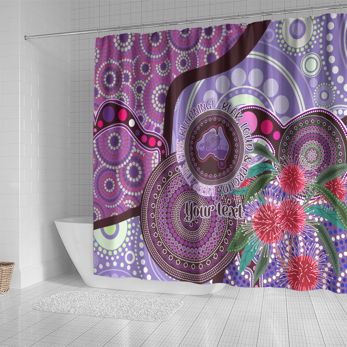 Personalised Australia NAIDOC 2024 Shower Curtain Keep the Fire Burning Hakea Flowers