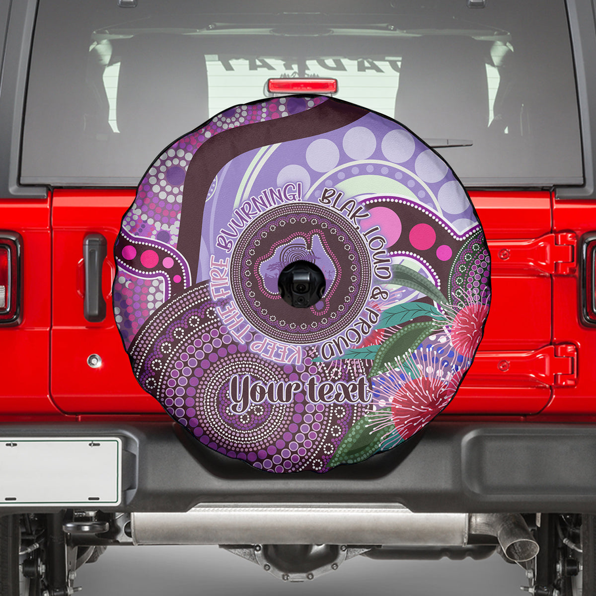 Personalised Australia NAIDOC 2024 Spare Tire Cover Keep the Fire Burning Hakea Flowers