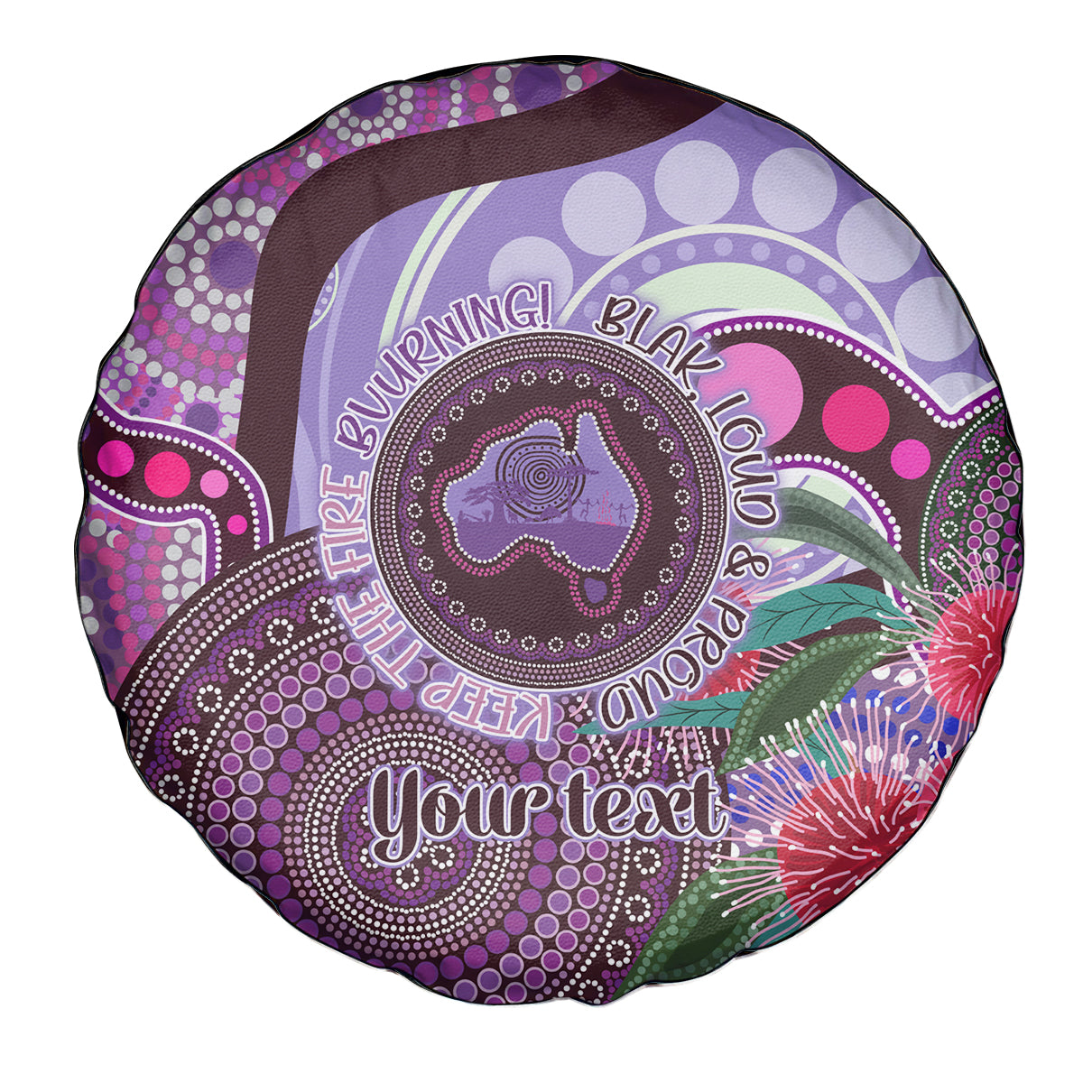 Personalised Australia NAIDOC 2024 Spare Tire Cover Keep the Fire Burning Hakea Flowers