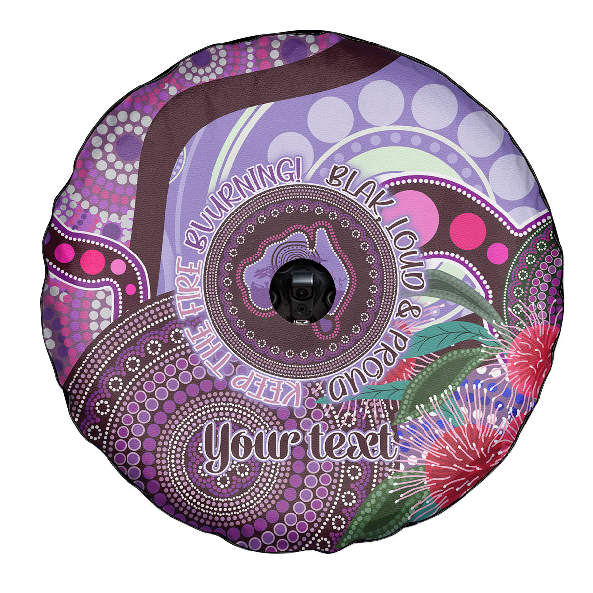 Personalised Australia NAIDOC 2024 Spare Tire Cover Keep the Fire Burning Hakea Flowers