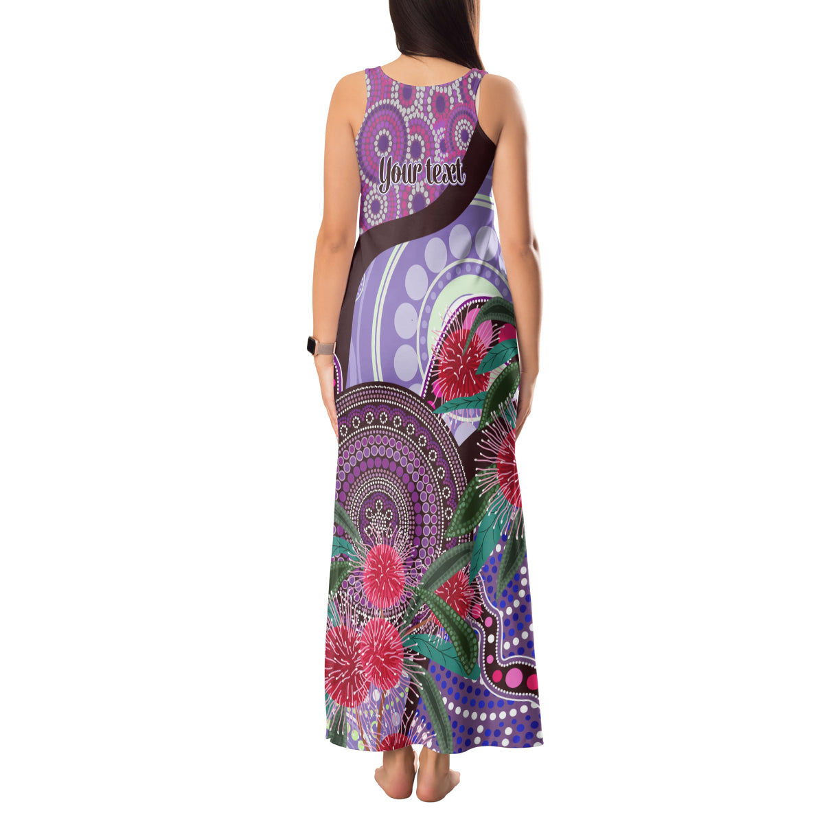 Personalised Australia NAIDOC 2024 Tank Maxi Dress Keep the Fire Burning Hakea Flowers