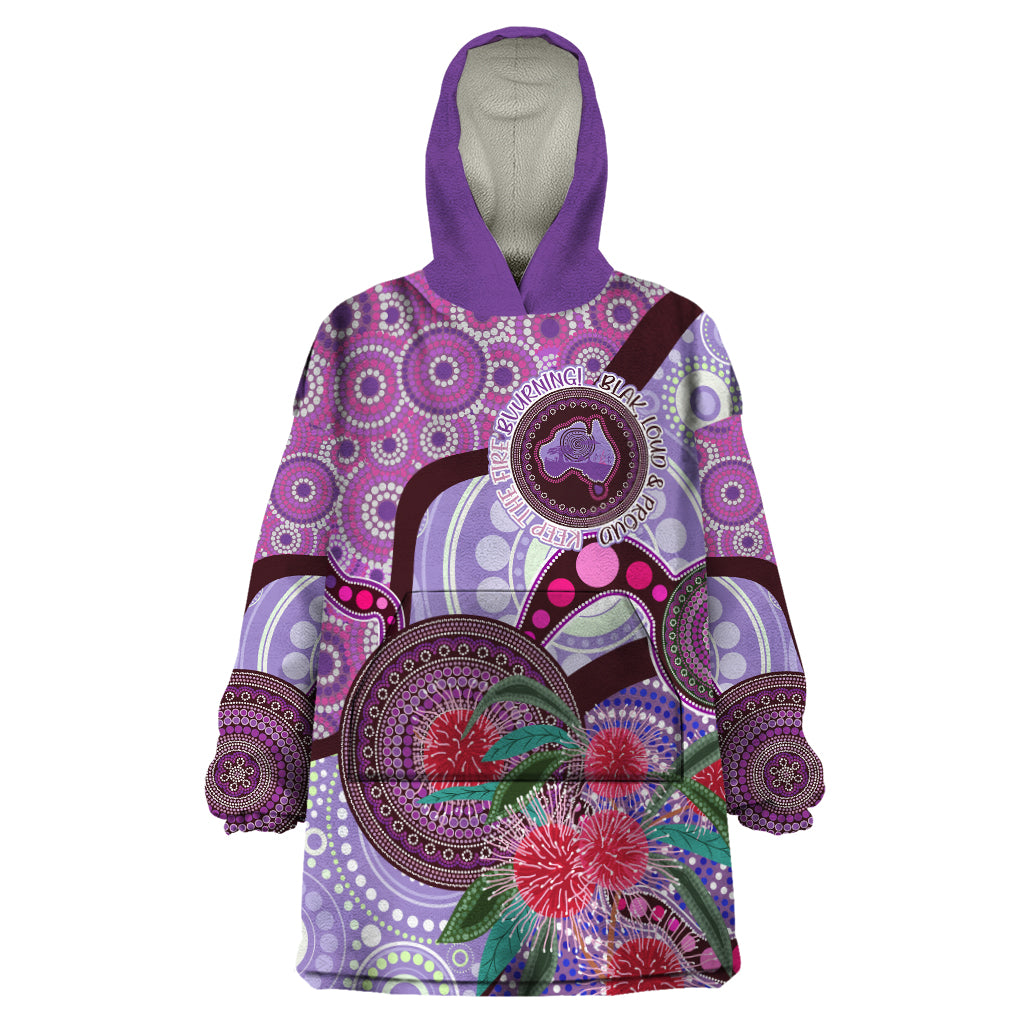 Personalised Australia NAIDOC 2024 Wearable Blanket Hoodie Keep the Fire Burning Hakea Flowers