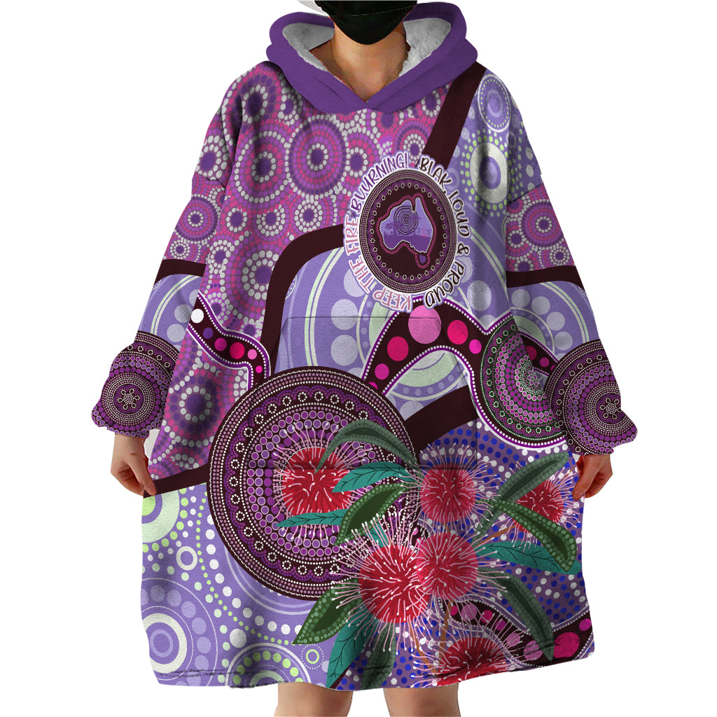 Personalised Australia NAIDOC 2024 Wearable Blanket Hoodie Keep the Fire Burning Hakea Flowers