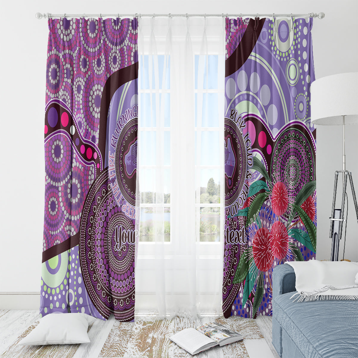 Personalised Australia NAIDOC 2024 Window Curtain Keep the Fire Burning Hakea Flowers