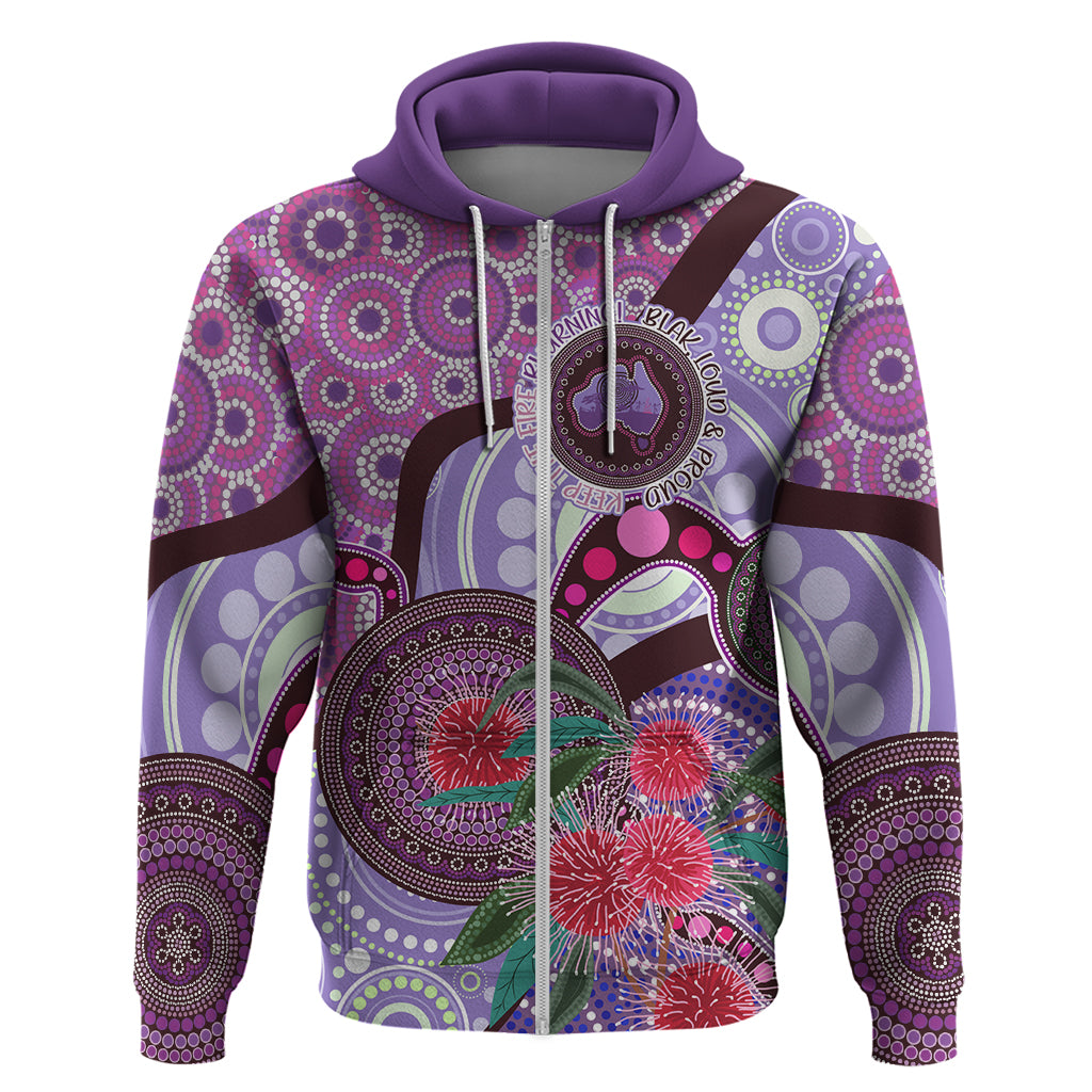 Personalised Australia NAIDOC 2024 Zip Hoodie Keep the Fire Burning Hakea Flowers