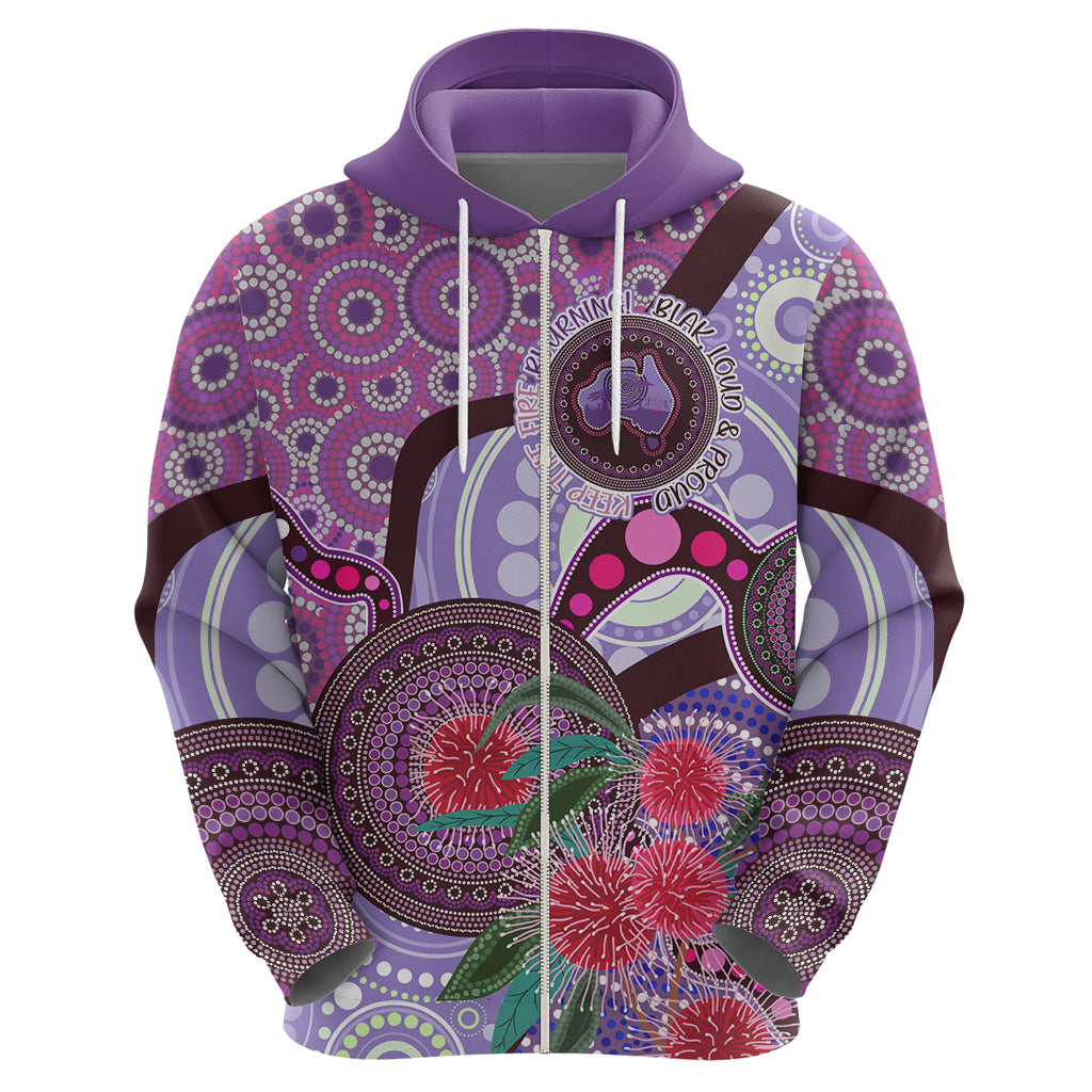 Personalised Australia NAIDOC 2024 Zip Hoodie Keep the Fire Burning Hakea Flowers