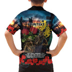 Kangaroo-Kiwi Soldier ANZAC Personalised Family Matching Puletasi and Hawaiian Shirt Golden Wattle and Pohutukawa Flowers