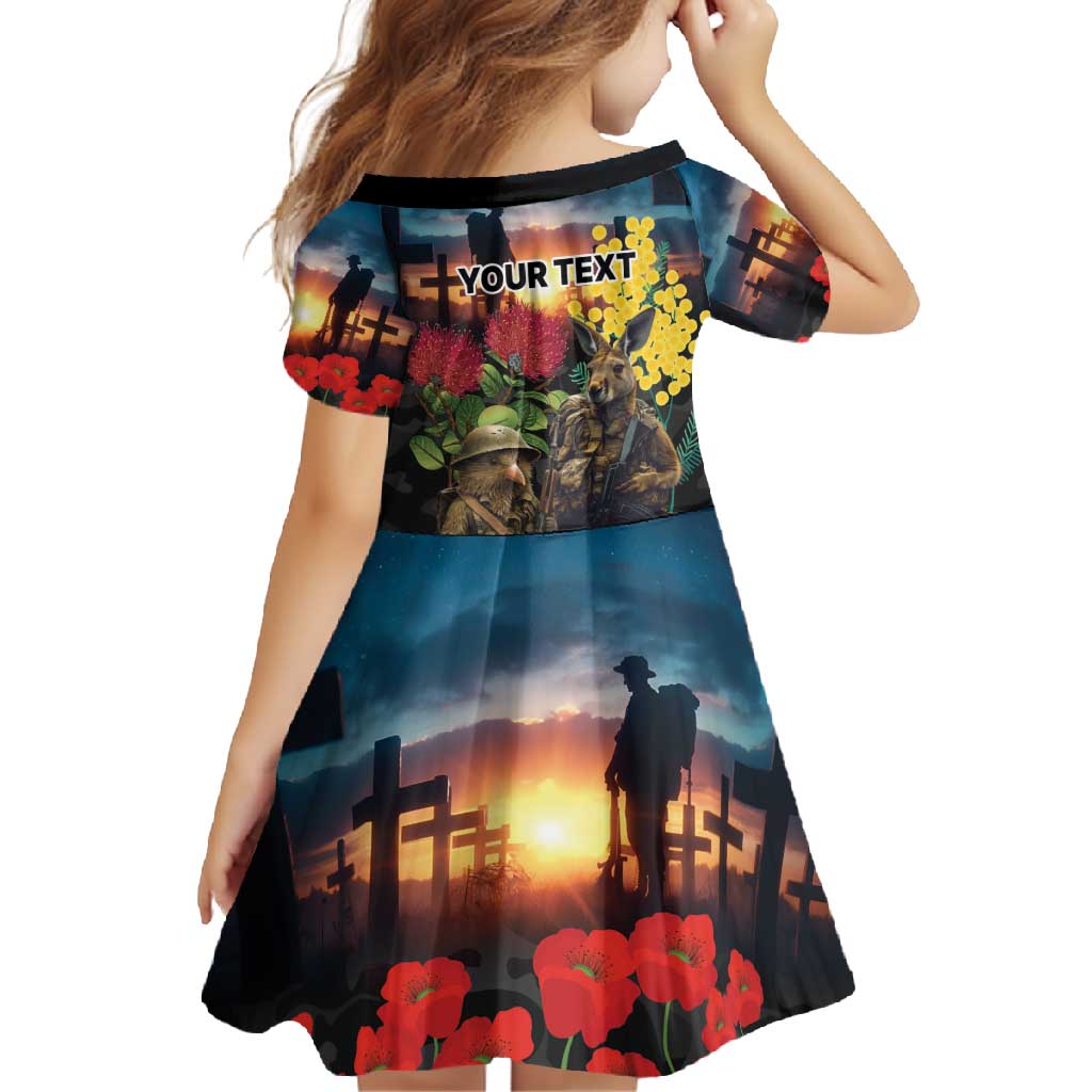 Kangaroo-Kiwi Soldier ANZAC Personalised Family Matching Summer Maxi Dress and Hawaiian Shirt Golden Wattle and Pohutukawa Flowers