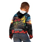 Kangaroo-Kiwi Soldier ANZAC Personalised Kid Hoodie Golden Wattle and Pohutukawa Flowers