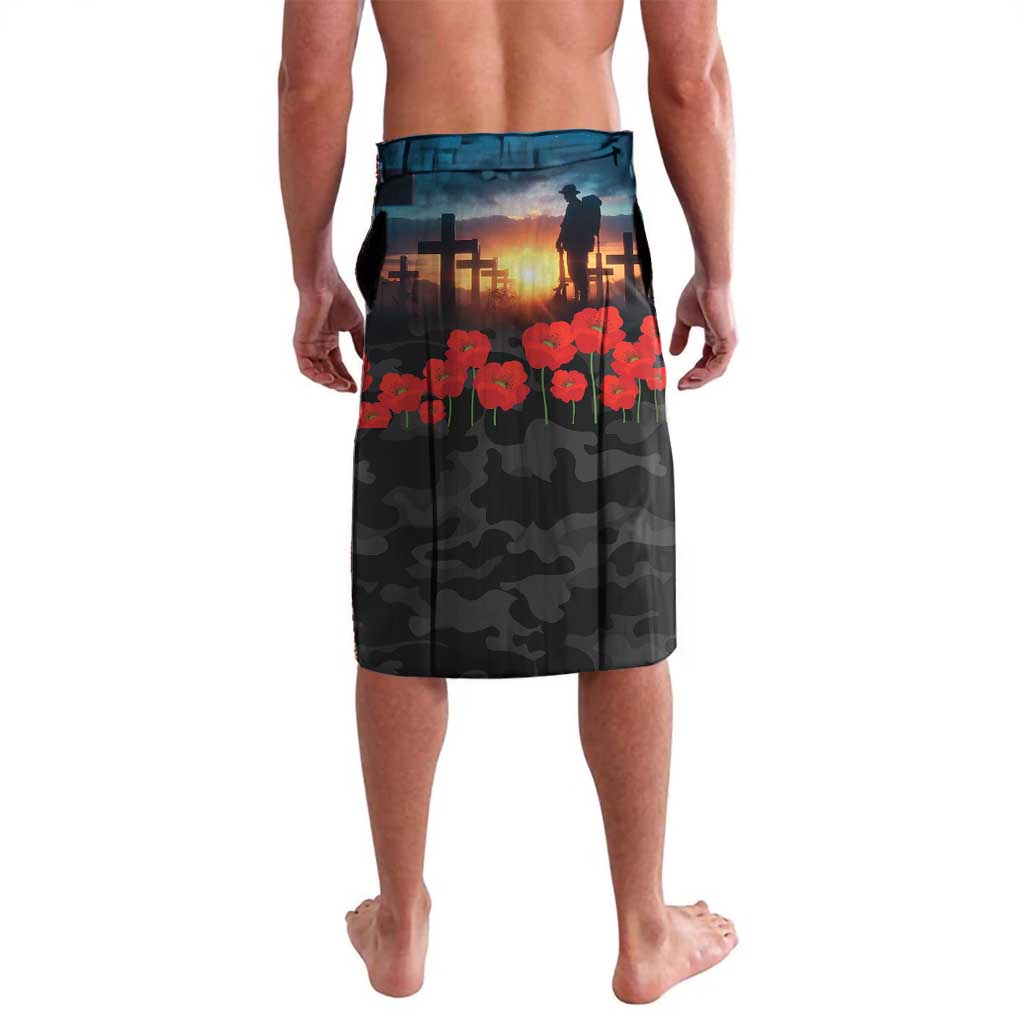 Kangaroo-Kiwi Soldier ANZAC Personalised Lavalava Golden Wattle and Pohutukawa Flowers