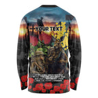Kangaroo-Kiwi Soldier ANZAC Personalised Long Sleeve Shirt Golden Wattle and Pohutukawa Flowers