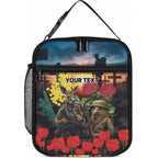 Kangaroo-Kiwi Soldier ANZAC Personalised Lunch Bag Golden Wattle and Pohutukawa Flowers