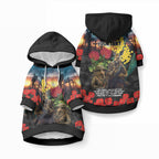 Kangaroo-Kiwi Soldier ANZAC Personalised Pet Hoodie Golden Wattle and Pohutukawa Flowers