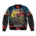Kangaroo-Kiwi Soldier ANZAC Personalised Sleeve Zip Bomber Jacket Golden Wattle and Pohutukawa Flowers