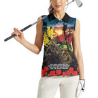Kangaroo-Kiwi Soldier ANZAC Personalised Women Sleeveless Polo Shirt Golden Wattle and Pohutukawa Flowers