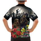 Kangaroo-Kiwi Soldier ANZAC Personalised Family Matching Mermaid Dress and Hawaiian Shirt Golden Wattle Poppy Flowers