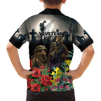 Kangaroo-Kiwi Soldier ANZAC Personalised Family Matching Off Shoulder Maxi Dress and Hawaiian Shirt Golden Wattle Poppy Flowers