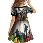 Kangaroo-Kiwi Soldier ANZAC Personalised Family Matching Off Shoulder Maxi Dress and Hawaiian Shirt Golden Wattle Poppy Flowers