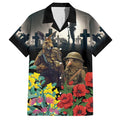 Kangaroo-Kiwi Soldier ANZAC Personalised Family Matching Short Sleeve Bodycon Dress and Hawaiian Shirt Golden Wattle Poppy Flowers
