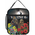 Kangaroo-Kiwi Soldier ANZAC Personalised Lunch Bag Golden Wattle Poppy Flowers