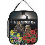 Kangaroo-Kiwi Soldier ANZAC Personalised Lunch Bag Golden Wattle Poppy Flowers